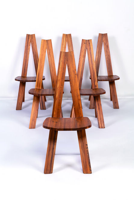 Pierre Chapo, ‘Six S45A chairs in elm’, vers 1960