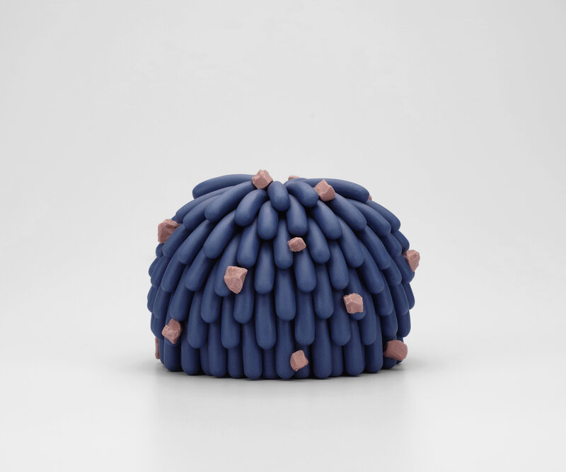Linda Lopez, ‘Denim Dust Furry with Pink Rocks’, 2020, Sculpture, Porcelain, David B. Smith Gallery