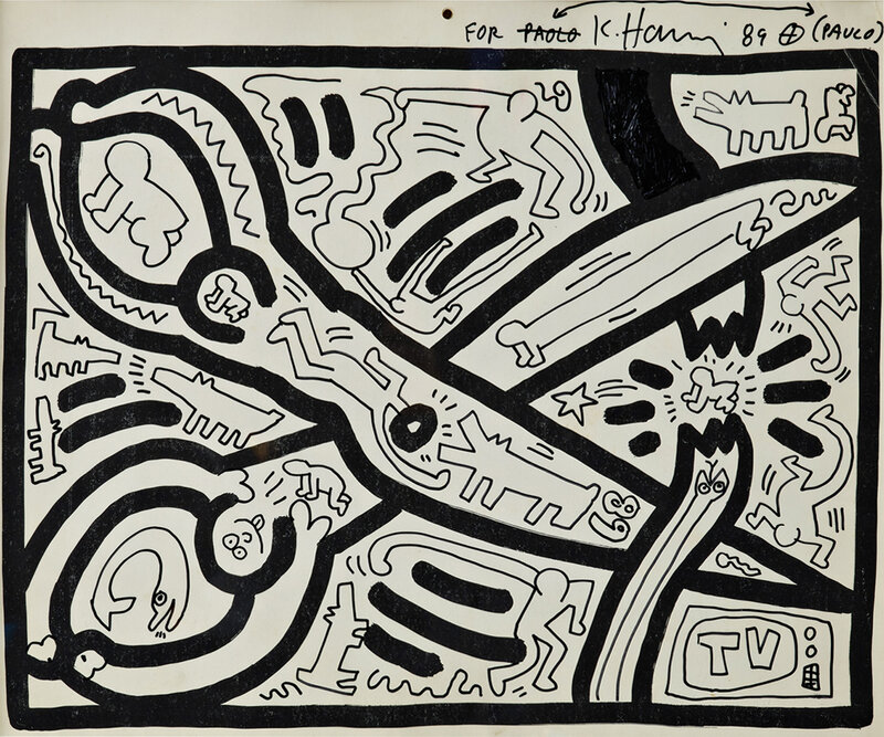 Keith Haring, ‘Untitled’, 1989, Painting, Marker on 2-month calendar, November page, Opera Gallery