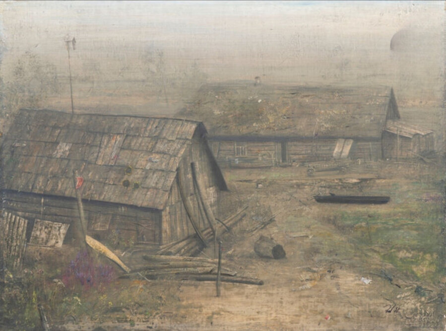 Paysage avec cage et sansonnet