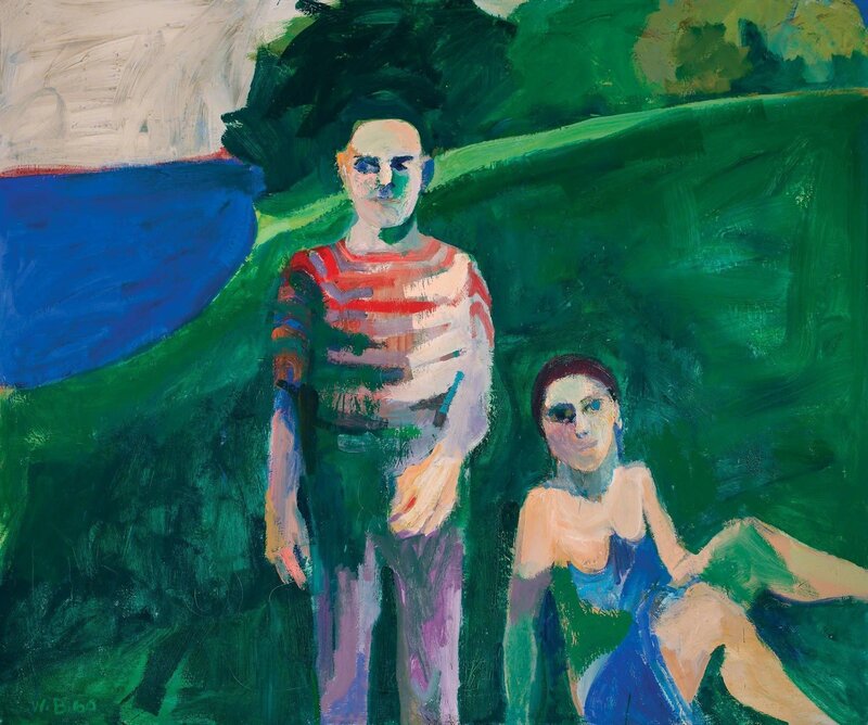 William Theophilus Brown, ‘Figures in a Field’, 1960-62, Painting, Oil on canvas, Doyle