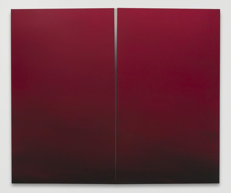 Mara De Luca, ‘Crimson Sky Split’, 2018, Painting, Acrylic on canvas over panel with polished aluminum element, TOTAH