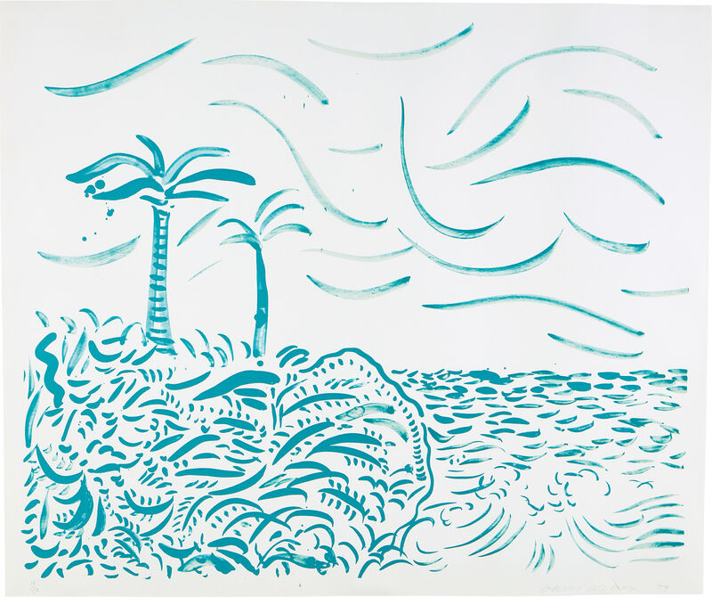 David Hockney, ‘Green Bora Bora’, 1979, Print, Lithograph in green, on Rives BFK paper, with full margins., Phillips
