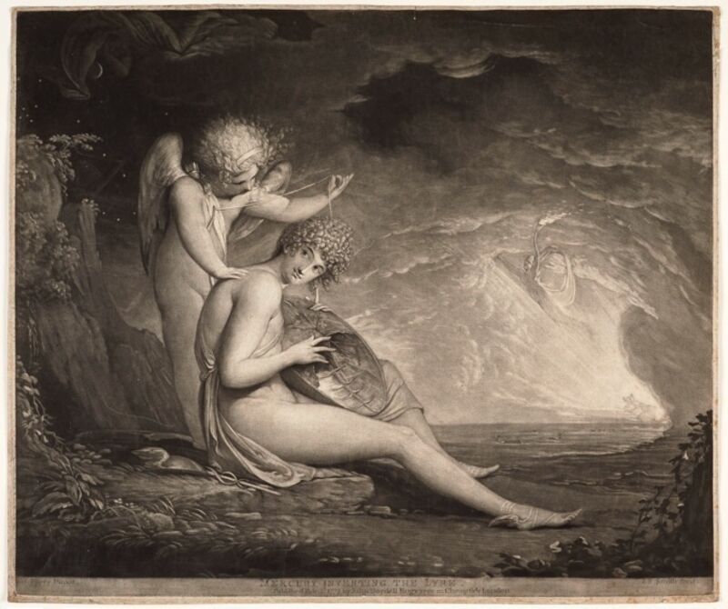 James Barry, ‘Mercury Inventing the Lyre’, 1775, Print, Mezzotint in brown, Emanuel von Baeyer