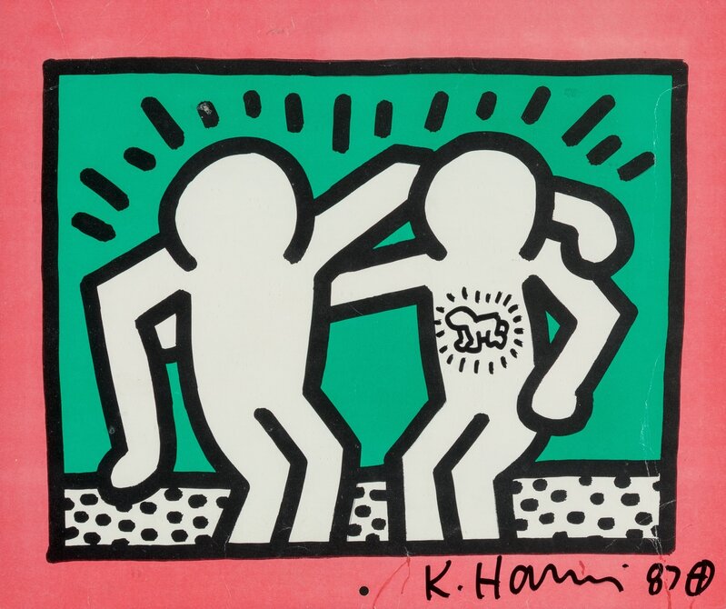 Keith Haring, ‘1988 Calendar (Best Buddies), calendar page’, 1987, Mixed Media, Offset lithograph in colors with ink drawing, Heritage Auctions