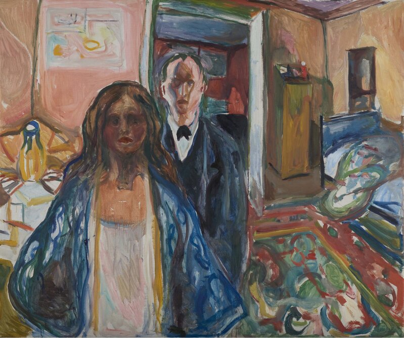 Edvard Munch, ‘The Artist and his Model’, 1919-1921, Painting, Oil on canvas, Museo Thyssen-Bornemisza