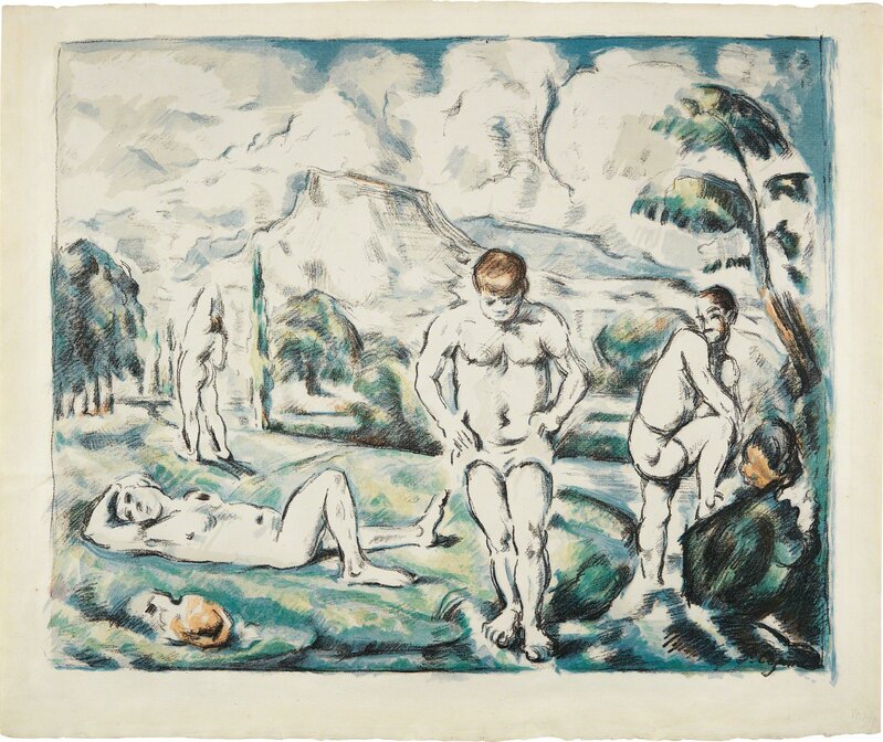 Paul Cézanne, ‘Les baigneurs (grande planche) (The Large Bathers)’, ca. 1896-98, Print, Lithograph in colors, on MBM laid paper with watermark, with full margins, the colors strong, Phillips