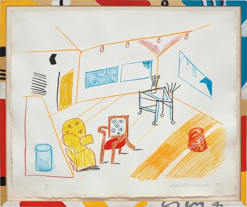 David Hockney, ‘Conversation in the Studio, from Moving Focus Series’, 1984, Print, Lithograph in colours, on TGL handmade paper, with full margins., Phillips