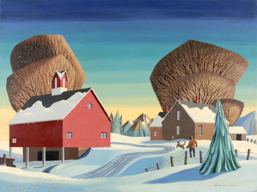 "Winter" American Modernism WPA Regionalism Landscape Mid-Century Magic Realism Rural Modern
