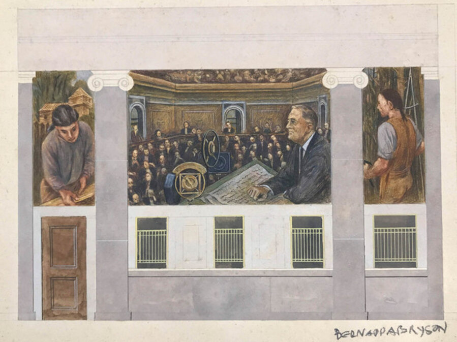 Franklin Delano Roosevelt, Sketch for Bronx Mural