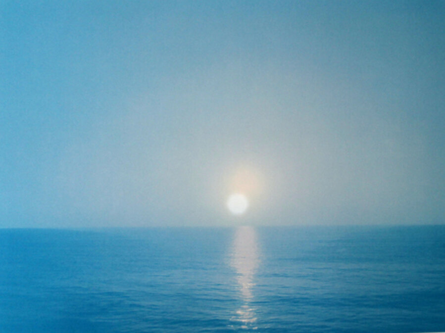 two sunsets, viewed from the same place, by a mother and her son, some years apart