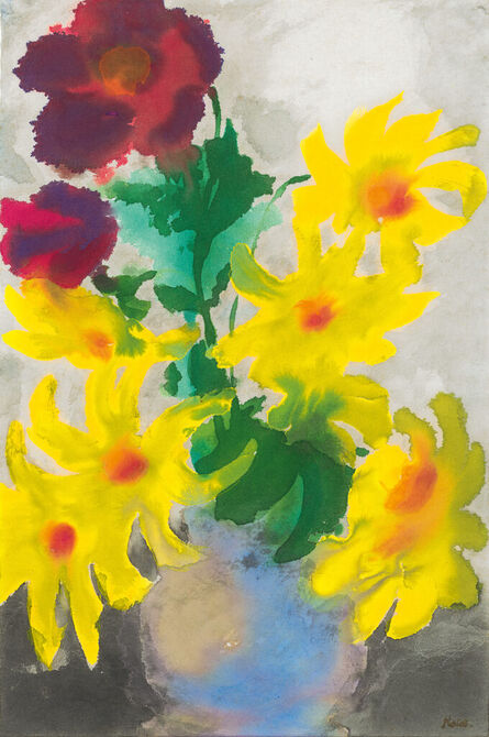 Emil Nolde, ‘Yellow and red flowers in a blue vase’, 1925-1930