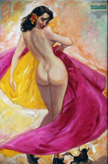 Fulgencio F. Corral, ‘Untitled (Nude with Fuchsia Cape)’, c. 1950