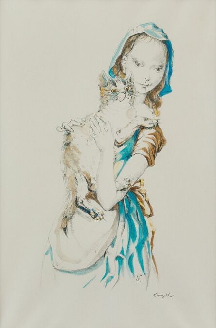 Léonard Tsugouharu Foujita 藤田 嗣治, ‘Jeune Fille au chat 抱小貓的女孩’, 1959