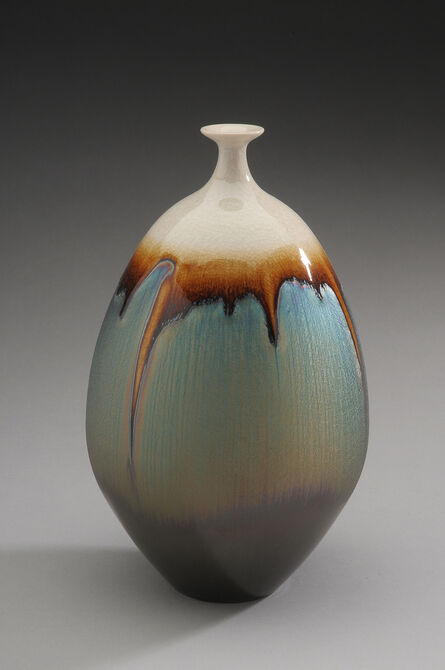 Hideaki Miyamura, ‘Vase, blue hare's fur glaze with snow cap’, 2019
