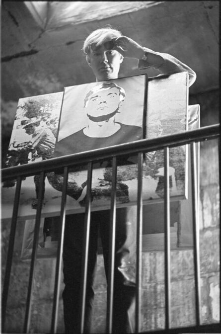 William John Kennedy, ‘Andy Warhol Holding Self Portrait & Race Riot Sandwich Board III - 1964’, Printed in 2012