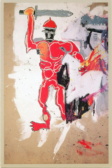 Jean-Michel Basquiat, ‘Basquiat at Vrej Baghoomian gallery 1989 (Basquiat Red Warrior announcement)’, 1989