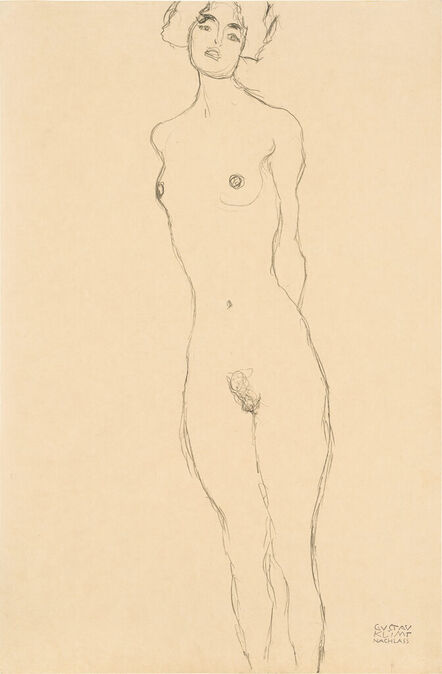 Gustav Klimt, ‘Standing Nude Girl from the Front, Hands Behind Her Back’, 1916-1917
