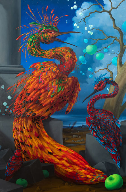 Laurie Hogin, ‘Allegory of Survival (Firebird with Intoxicating Fruits and Scavenging Companion Species)’, 2021