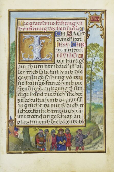 Simon Bening, ‘Border with the Arrest of Achior’, 1525-1530