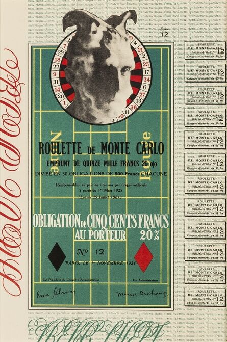Marcel Duchamp, ‘Monte Carlo Bond’, 1924