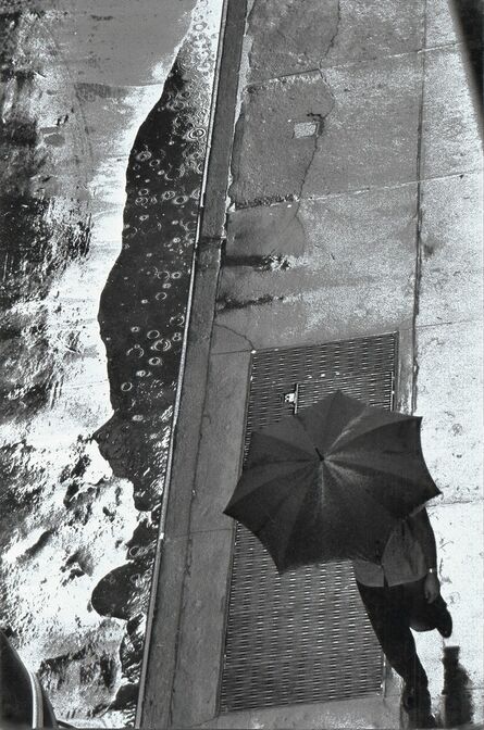 David Vestal, ‘Man with Umbrella, Rain Puddle, from Above, 11 West 22nd Street, NYC’, 1960