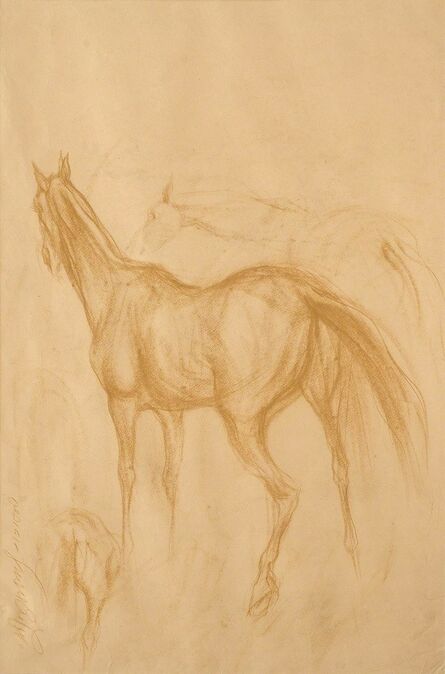 Sunil Das, ‘Early Horse III, Drawing, Conte on Paper, Brown & Black by Indian Artist "In Stock"’, 1959