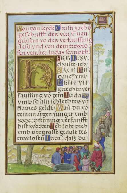 Simon Bening, ‘Border with Joseph Being Sold by His Brothers’, 1525-1530