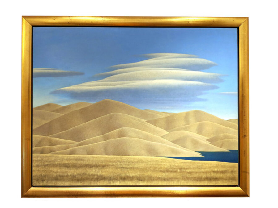 Hills and Dam Lake Under Clouds