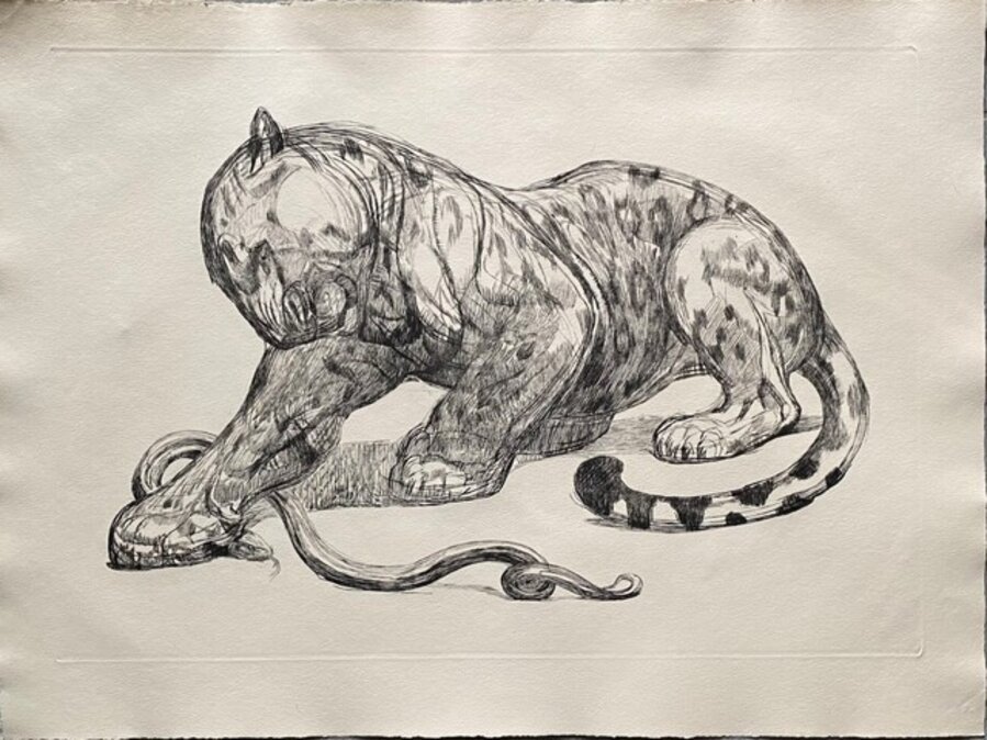 Jaguar et serpent