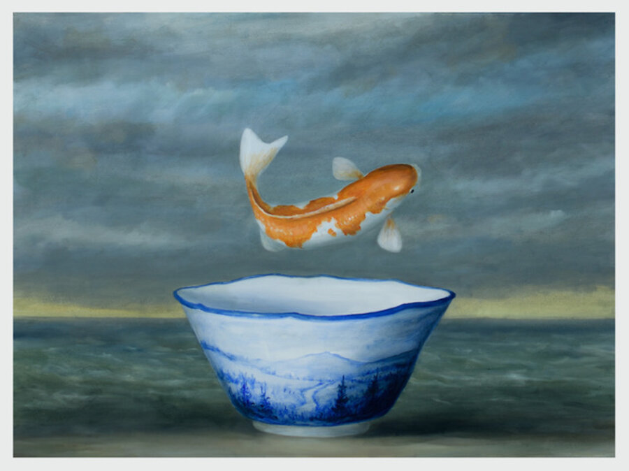 Koi and Mountain Vase