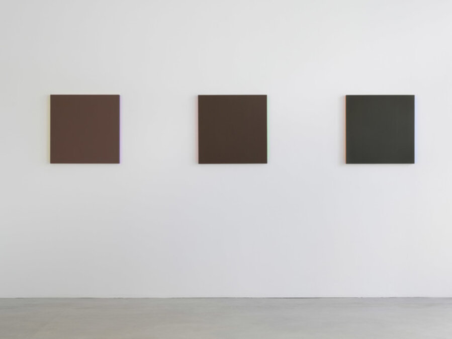 Three Brown Paintings (yellow-violet, red-green, orange-blue)