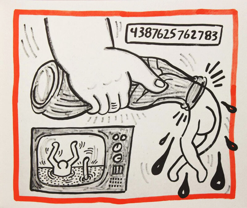 Keith Haring, ‘Keith Haring lithograph 1990 (Keith Haring Against All Odds)’, 1990, Print, Offset lithograph on Rivoli paper, Lot 180 Gallery