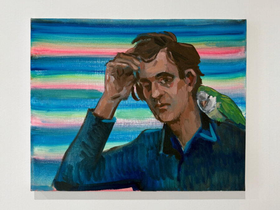 Self-portrait with Parakeet