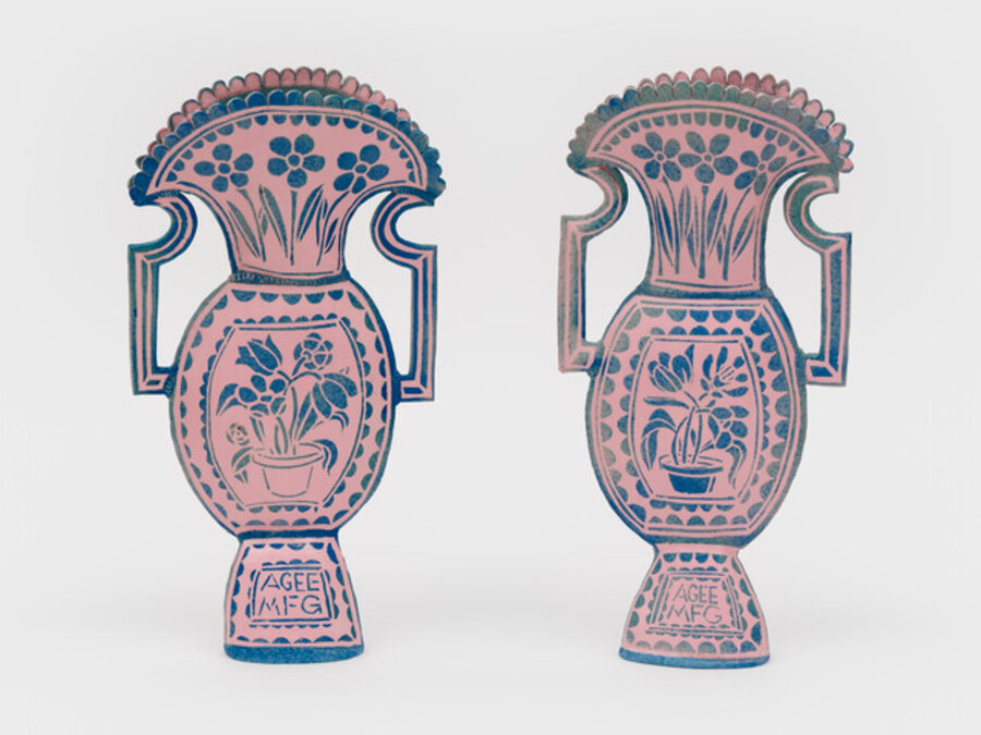 Pink and Blue Victorian Style Vases