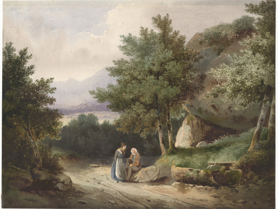 Landscapes with two people resting