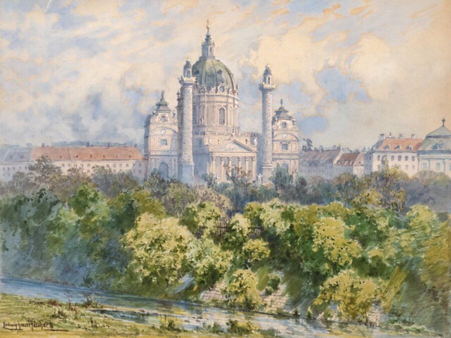 The St. Charles Church with the Wien River