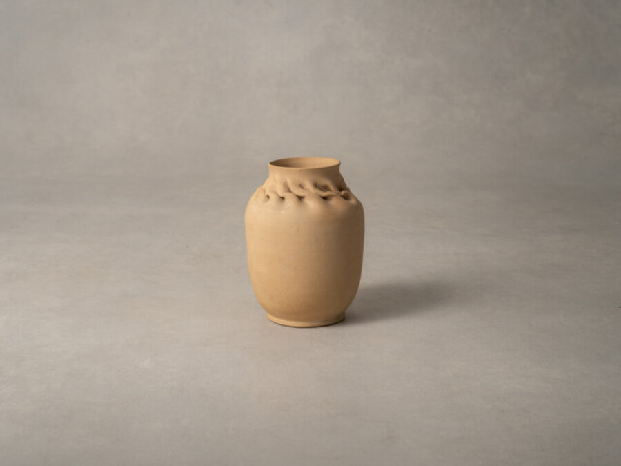 Large Buff Bisque Vase with In-Body Twist