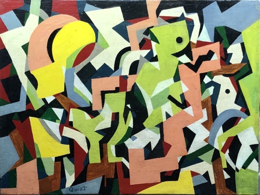 "Geometric Abstract" American Oil WPA Color Field Abstraction Modern Non Objective