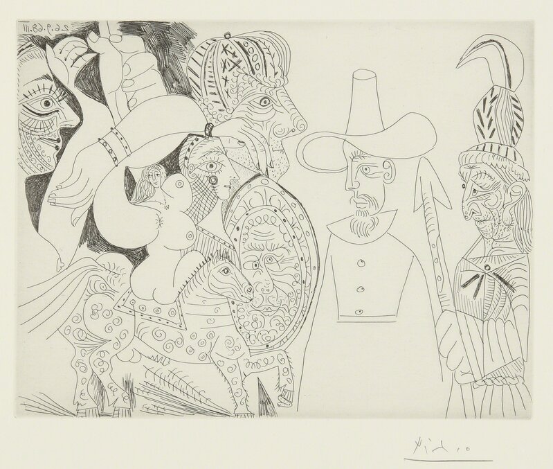 Pablo Picasso, ‘Télévision: Quaker, peau-rouge, écuyère... (B. 1818; Ba. 1835)’, 1968, Print, Etching, Sotheby's