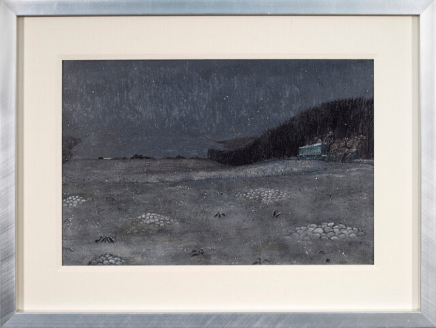 Visiting Neighbours - winter, landscape, realist, oil on panel