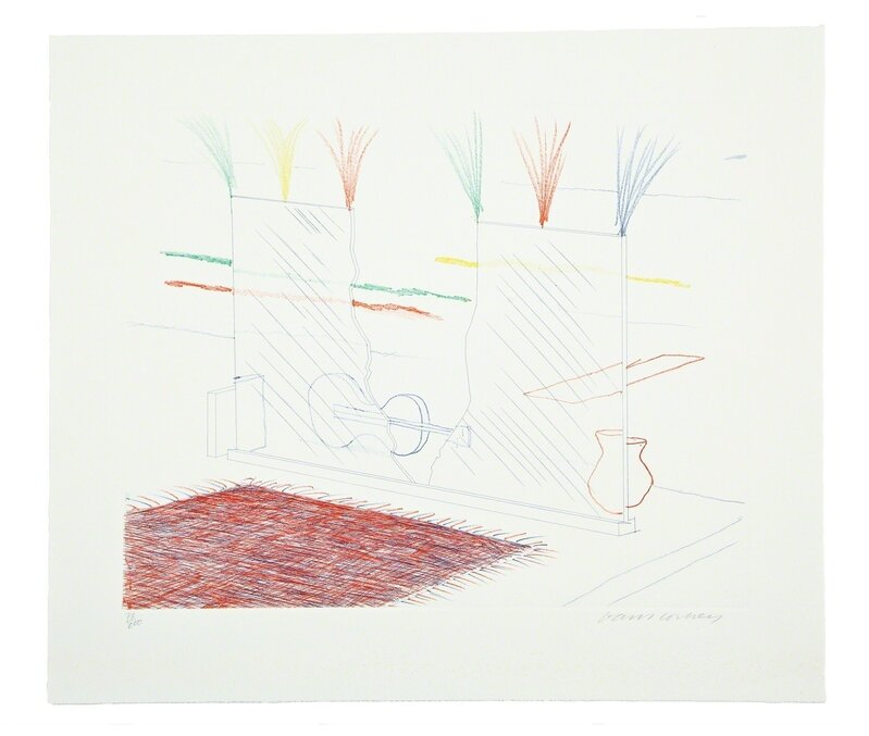 David Hockney, ‘On it May Stay His Eye (from The Blue Guitar) (M.C.A. Tokyo 194)’, 1976-1977, Print, Etching with aquatint printed in colours, on Inveresk mould-made wove paper, Forum Auctions