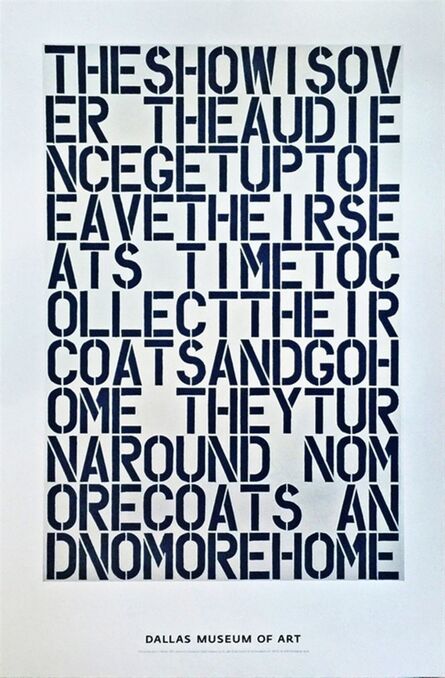 Christopher Wool, ‘The Show is Over’, 2000