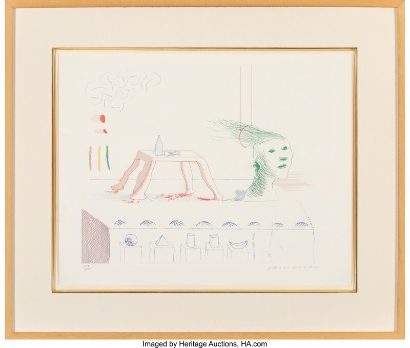 David Hockney, ‘A Moving Still Life, from The Blue Guitar’, 1976-77, Print, Etching with aquatint in colors on Inveresk mould-made wove paper, Heritage Auctions