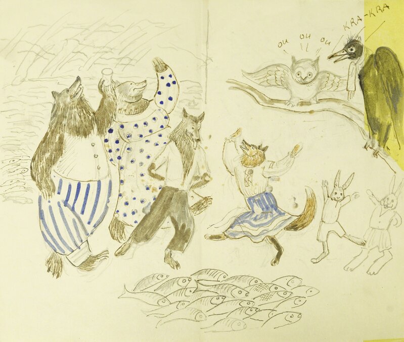 Marie Vorobieff Marevna, ‘'La nuit de Noch [sic] dans la foret'’, Drawing, Collage or other Work on Paper, Roseberys