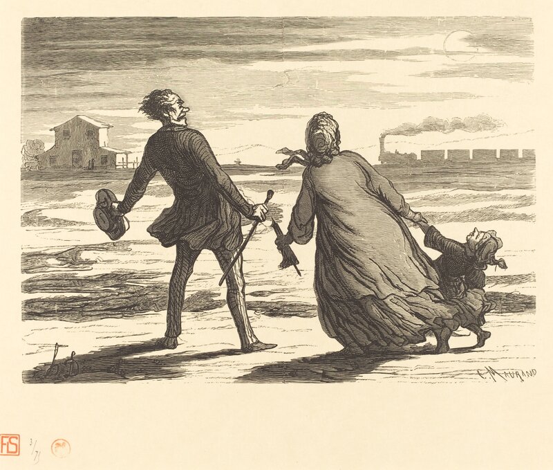 Charles Maurand after Honoré Daumier, ‘Trop tard!’, 1862, Print, Wood engraving, National Gallery of Art, Washington, D.C.