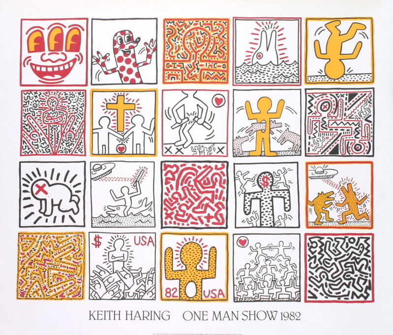 Keith Haring, ‘Keith Haring - One Man Show - 1986 Offset Lithograph 33.5" x 39.25"’, 1986, Print, Offset Lithograph, ArtWise