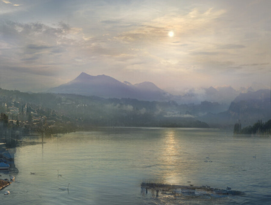 J.M.W. Turner, Moonlight on the lake Lucerne with the Rigi in the distance, Switzerland, 1841