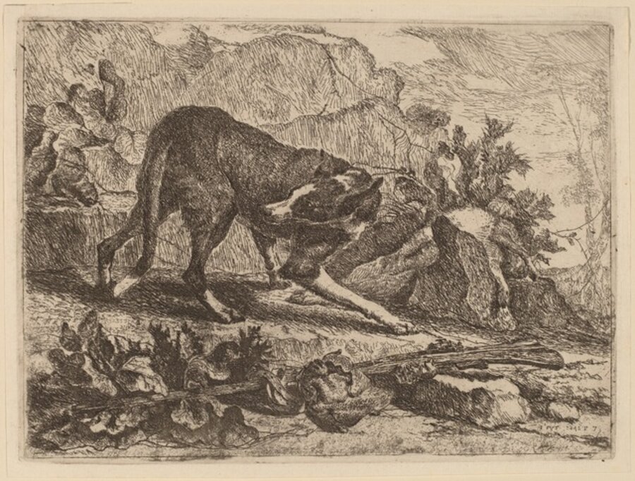 Landscape with Greyhound and Rifle
