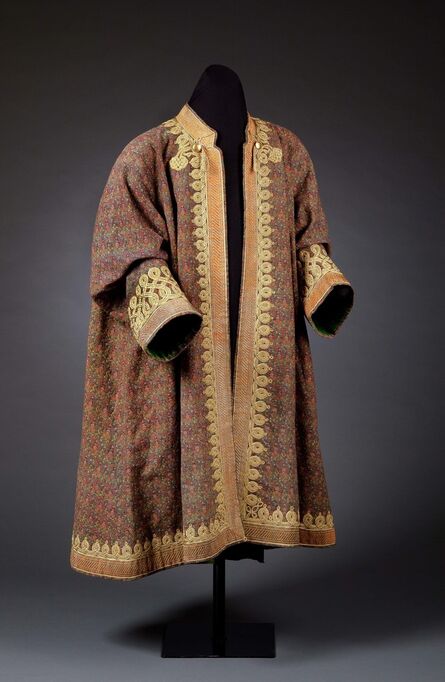 ‘Man’s Coat with Woven Boteh and Floral Motifs; Iran’